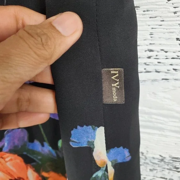 Ivy Moda Silk Blend Floral Mini Sleeveless Neck Tie Dress - Picture 3 of 9